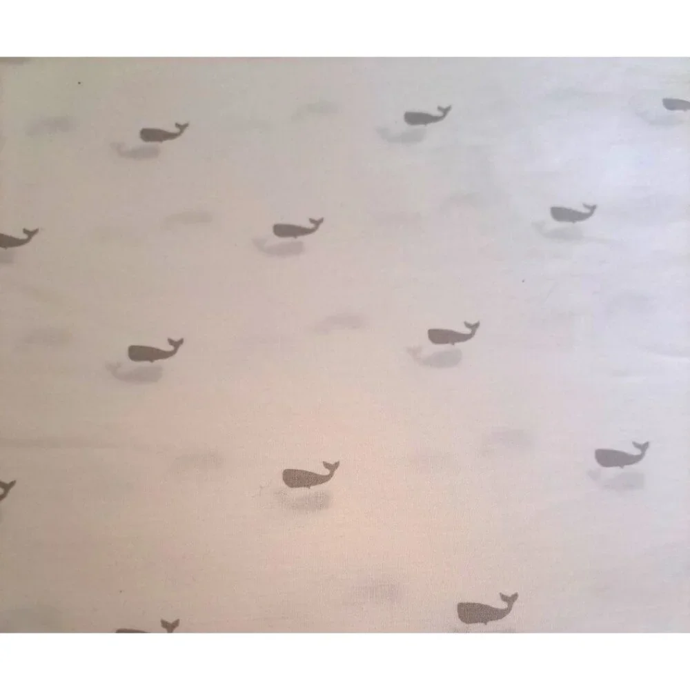 West Elm Whale Twin Flat Sheet Gray White Kids Adult Beach House Ocean 81x96
